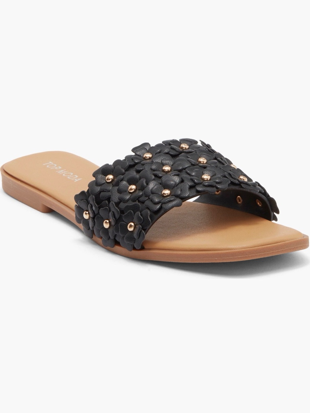 TOP Moda Black Floral Slide Loafers